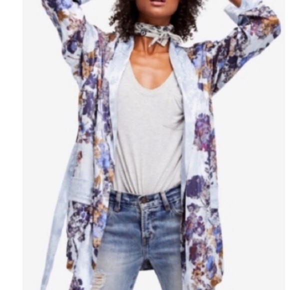 Free‎ People Lounge Kimono Robe Who Lounge Small Boho Floral S - Picture 11 of 11